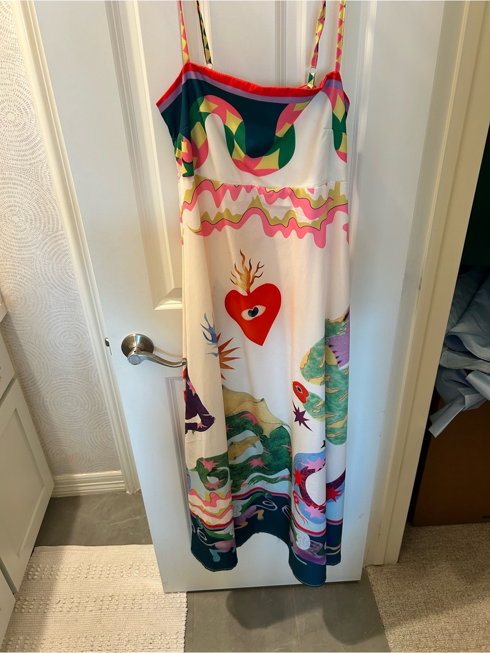 Women’s White Multicolor Printed Slip Dress